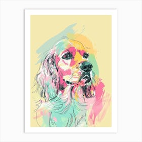 Boykin Spaniel Dog Pastel Line Watercolour Illustration  2 Art Print