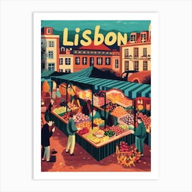 Aihrgdesign A 1970s Inspired Travel Poster For Lisbon 1 Art Print