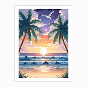 Sunset At The Beach 12 Art Print