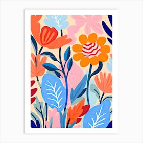 Radiant Petal Ballet; Matisse'S Inspired Colorful Flower Market Art Print