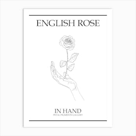 English Rose In Hand Line Drawing 4 Poster Art Print