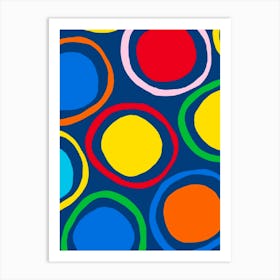 Circles On Blue Background Art Print