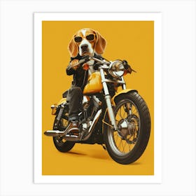 Beagle On A Motorcycle Art Print