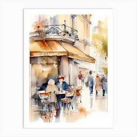 Watercolor Of A Cafe In Paris 1 Art Print