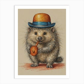 Hedgehog In A Hat 2 Art Print