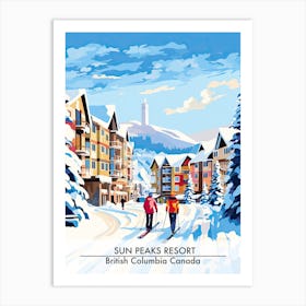 Sun Peaks Resort   British Columbia Canada, Ski Resort Poster Illustration 3 Art Print