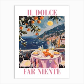 Il Dolce Far Niente Sicily Italy Night Dinner Watercolour Art Print