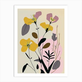Evening Primrose Wildflower Modern Muted Colours Art Print