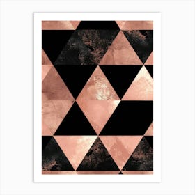 Rose Gold And Black Geometric Pattern Art Print