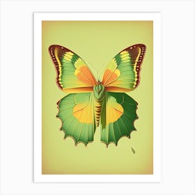 Brimstone Butterfly Retro Illustration 1 Art Print