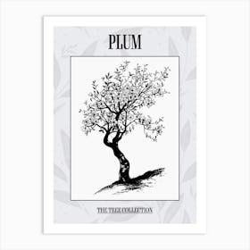 Plum Tree Simple Geometric Nature Stencil 1 Poster Art Print