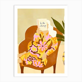 Woman reading book Art Print