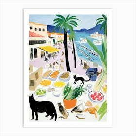 The Food Market In Malibu 2 Illustration Art Print