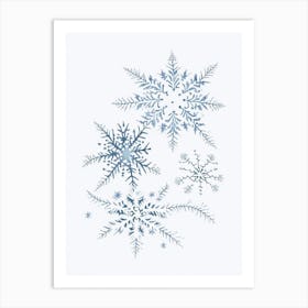 Snowflakes In The Snow,  Snowflakes Pencil Illustration 1 Art Print