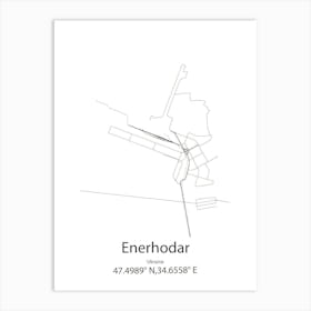 Enerhodar,Ukraine Minimalist Map Art Print