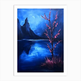 Pink Tree By The Lake Art Print