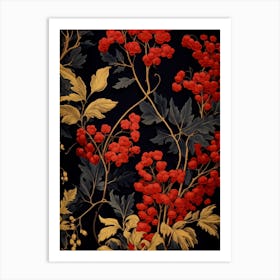 Mahonia 2 William Morris Style Winter Florals Art Print