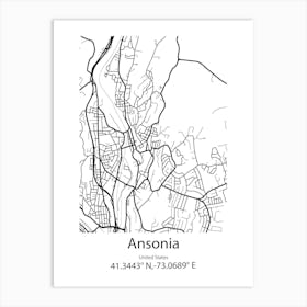 Ansonia,United States Minimalist Map Art Print