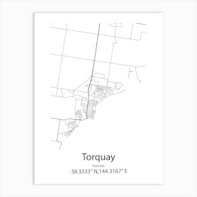 Torquay,Australia Minimalist Map Art Print