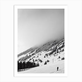 Lech Zürs, Austria Black And White Skiing Poster Art Print