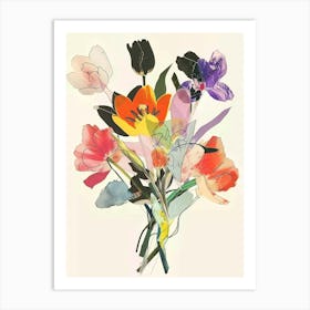 Tulip 2 Collage Flower Bouquet Art Print