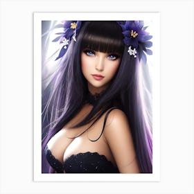 Sexy Girl With Purple Hair Art Print