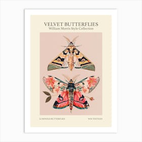 Velvet Butterflies Collection Luminous Butterflies William Morris Style 5 Art Print