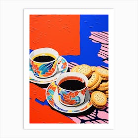 Coffee & Biscuits Oil Painting Style Art Print