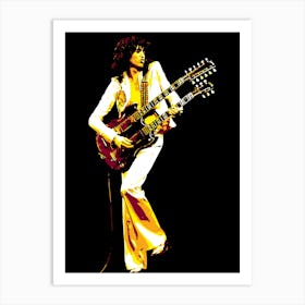 Jimmy Page American Musician Legend in Pop Art Illustration Art Print