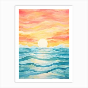 Watercolor Sunset Painting Art Print