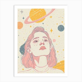 Girl In Space 2 Art Print