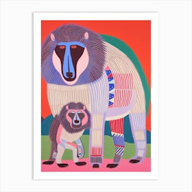 Maximalist Animal Painting Baboon Art Print