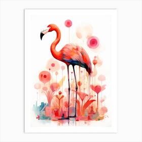 Bird Painting Collage Flamingo 1 Art Print