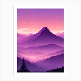 Misty Mountains Vertical Composition In Purple Tone 1 Art Print