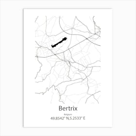 Bertrix,Belgium Minimalist Map Art Print