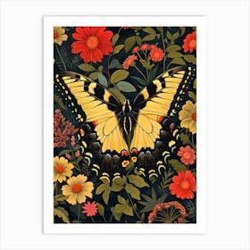 Butterfly In The Garden Inspired By William Morris 1 Art Print