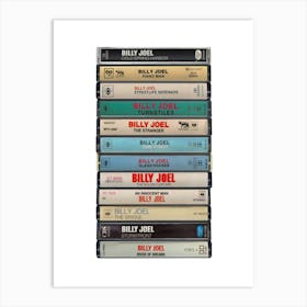 Billy Joel - Music Poster - Albums on Cassette Print Art Print