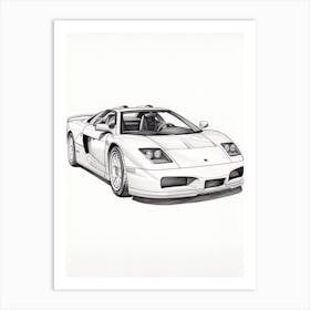 Lamborghini Murcielago Line Drawing 11 Art Print