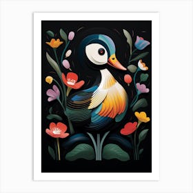 Folk Bird Illustration Bufflehead 1 Art Print