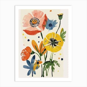 Painted Florals Poppy 3 Art Print