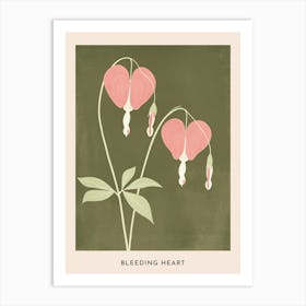 Pink & Green Bleeding Heart 3 Flower Poster Art Print