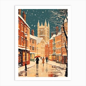 Winter Travel Night Illustration Windsor United Kingdom 1 Art Print
