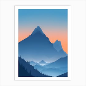 Misty Mountains Vertical Composition In Blue Tone 40 Art Print