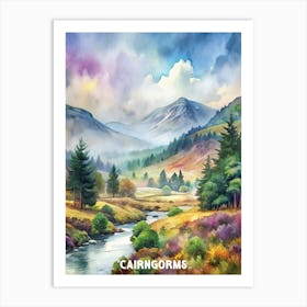 Cairngorms National Park Watercolor Painting Art Print