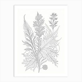 Henna Herb William Morris Inspired Line Drawing 1 Art Print