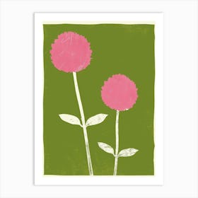 Pink & Green Globe Amaranth 2 Art Print