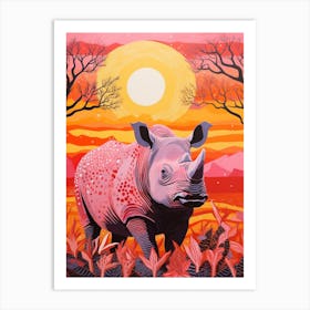 Pink Polka Dot Rhino 3 Art Print