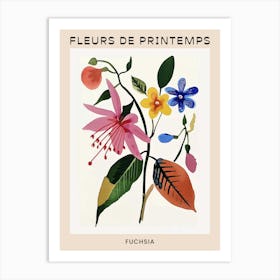 Spring Floral French Poster  Fuchsia 1 Art Print
