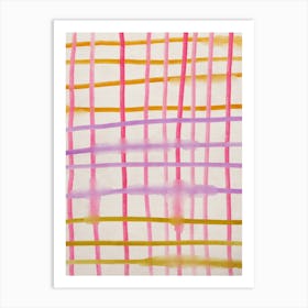 Pink And Yellow Spilled Grid Art Print