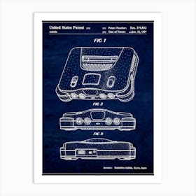 N64 Gaming Blueprint Art Print